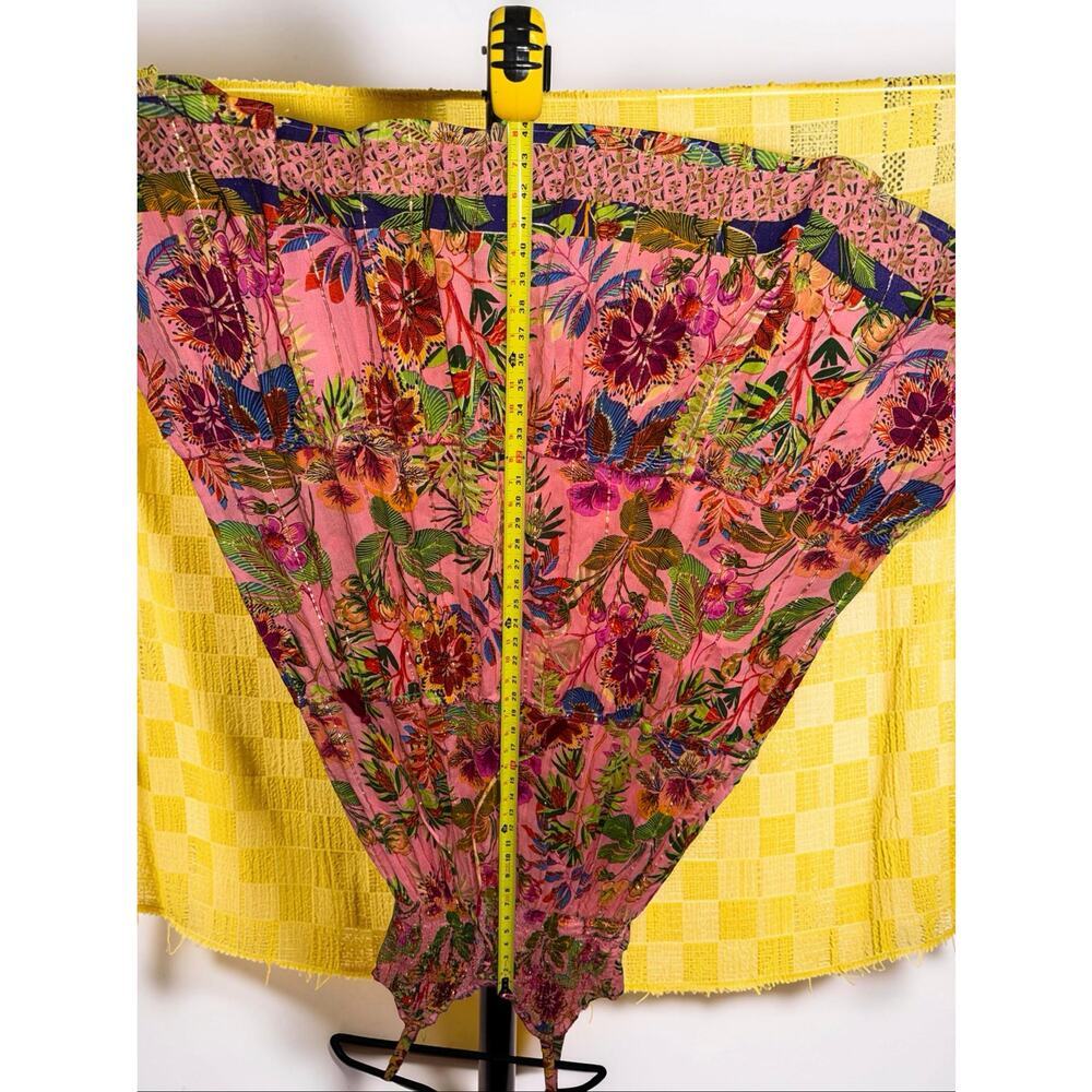 One 2 Magic Pink Tropical Floral Maxi Dress Smocked Corset Boho Size M - Picture 9 of 10